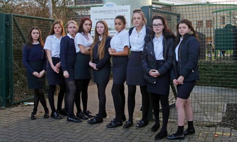 A group of Ebbsfleet Academy pupils who were among the group of girls sent home for failing to obey the uniform policy.