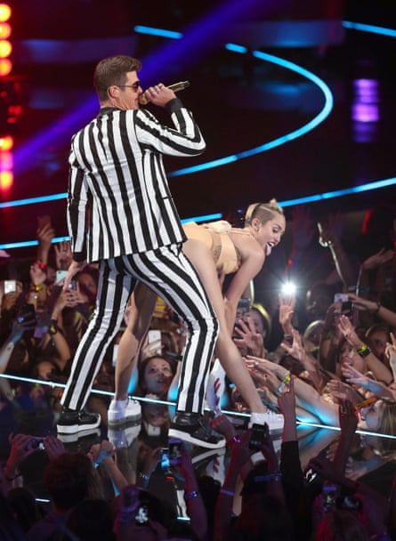 Robin Thicke and Miley Cyrus twerk at the 2013 MTV Video Music Awards.