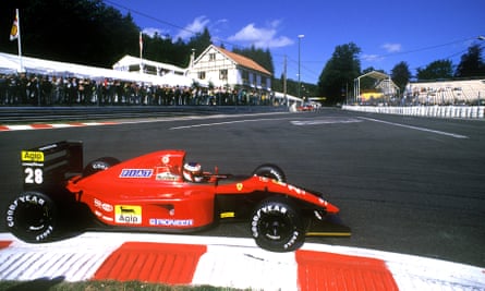 Jean Alesi corners his Ferrari at Spa in the 1991 Belgian Grand Prix