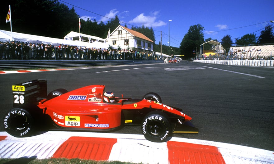 Jean Alesi corners his Ferrari at Spa in the 1991 Belgian Grand Prix