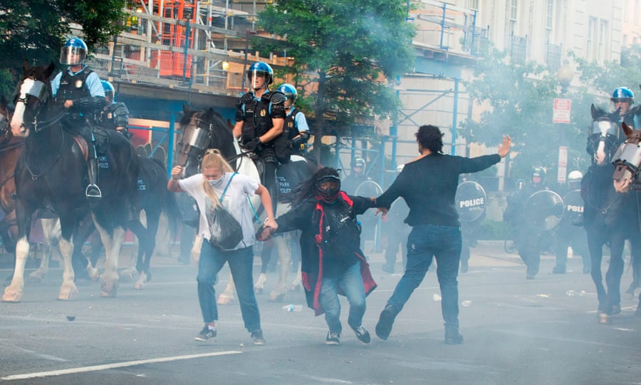 Protesters are teargassed near the White House on 1 June.