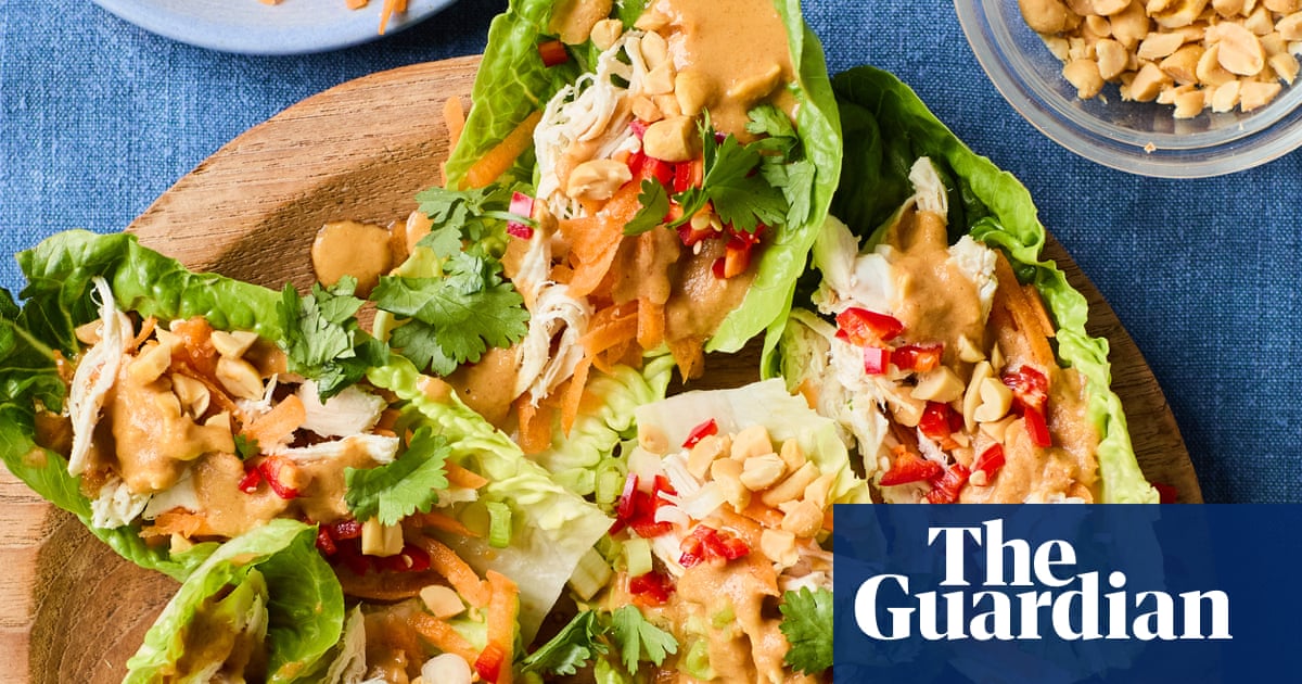 Rukmini Iyer's quick and easy recipe for lettuce wraps with aromatic lemongrass chicken and peanut sauce | Quick and easy