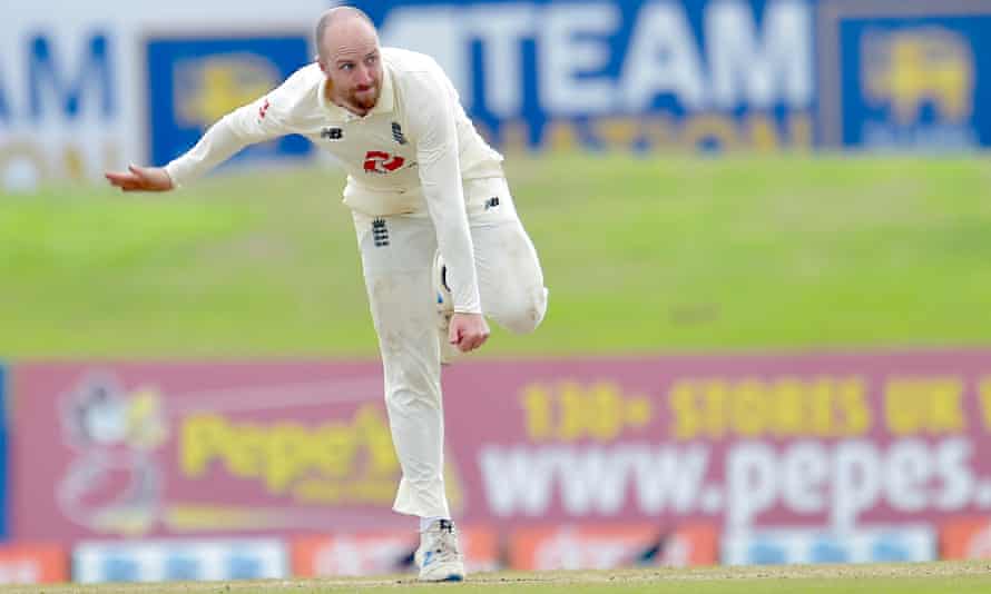 The Somerset and England spinner Jack Leach in action against Sri Lanka.