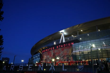 General view outside the stadium before the match between Arsenal and Lille