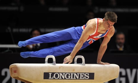Britain’s Max Whitlock performs on the pommel horse at the 2015 world gymnastics championships