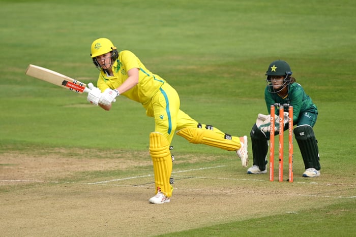 Commonwealth Games 2022: athletics, swimming and more on day six – live! | Commonwealth Games 2022 7 Tahlia McGrath hits a boundary against Pakistan.