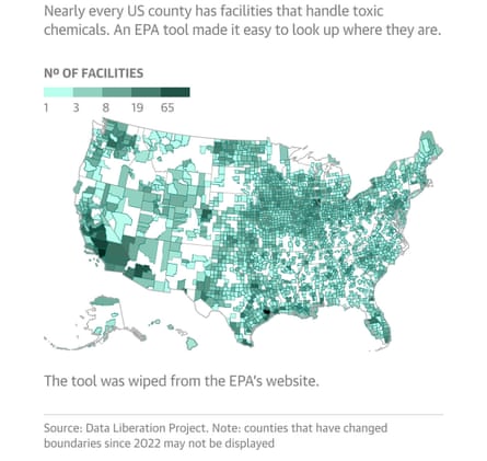 US map of counties with EPA regulated facilities. Guardian Design