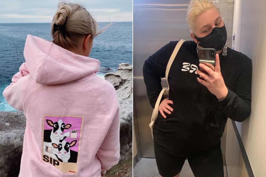 L-R Samantha Rose Andison wears a hoodie from Stitch Coffee, Sam Payne, a Chardonnay jumper from Native Drops.