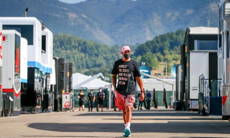 Lewis Hamilton wears a T-shirt at the Tuscan Grand Prix that reads: ‘Arrest the cops who killed Breonna Taylor’. He was a voice for social change and called out F1’s silence on a number of issues.