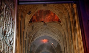 Flames burning inside Notre Dame