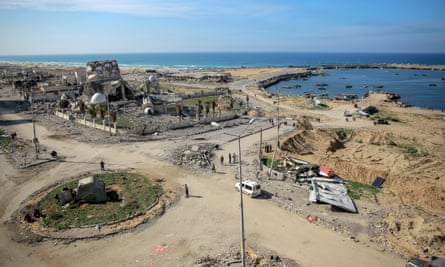 The ruins of al-Hassaina Mosque, damaged in Israeli bombardment.