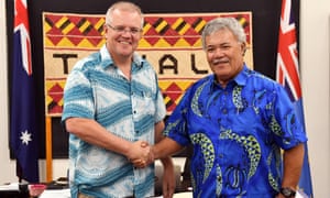 Tuvalu’s prime minister, Enele Sopoaga, told Australia’s PM, Scott Morrison: ‘You are trying to save your economy, I am trying to save my people.’