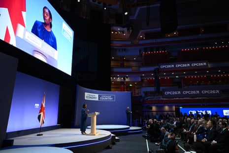Kemi Badenoch giving her speech.