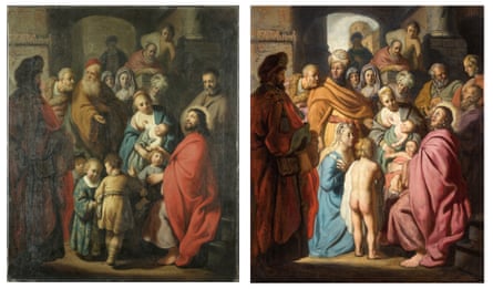 Side-by-side of the painted-over version and the restored original