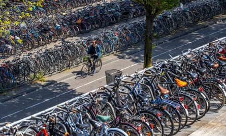 The messy surface-level bike parking facility in 2019
