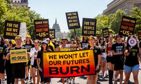 A Sunrise Movement demonstration in Washington DC last June seeking more action from the Biden administration on the climate crisis.