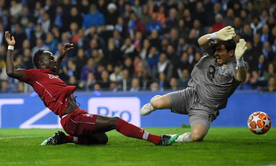Sadio Mané scores Liverpool’s first goal against Porto to set them on their way to a 4-1 victory on the night and a 6-1 win on aggregate.