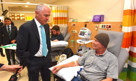 Malcolm Turnbull meets cancer patients at Royal North Shore hospital in Sydney on Monday.