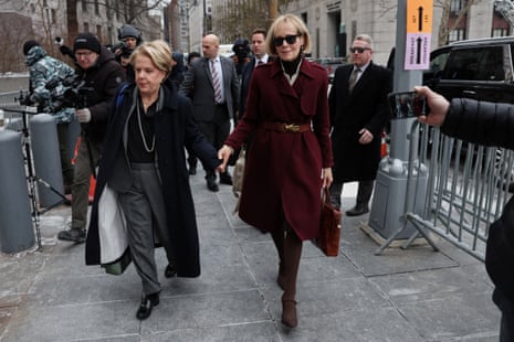 E. Jean Carroll enters Manhattan Federal Court, in the second civil trial after she accused former U.S. President Donald Trump of raping her decades ago, in New York City, U.S., January 18, 2024.