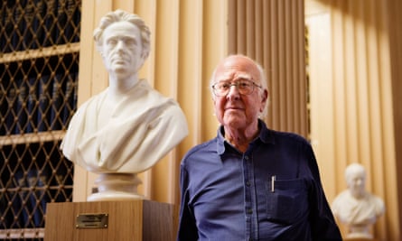Peter Higgs at Edinburgh University after the announcement of his Nobel prize in 2013.