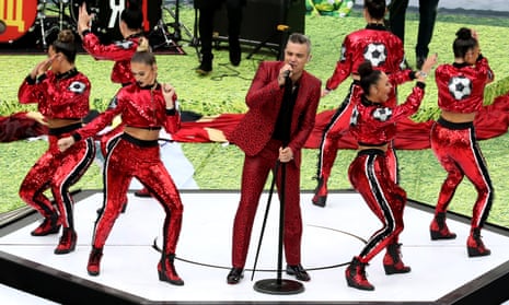 Robbie Williams during the World Cup opening ceremony