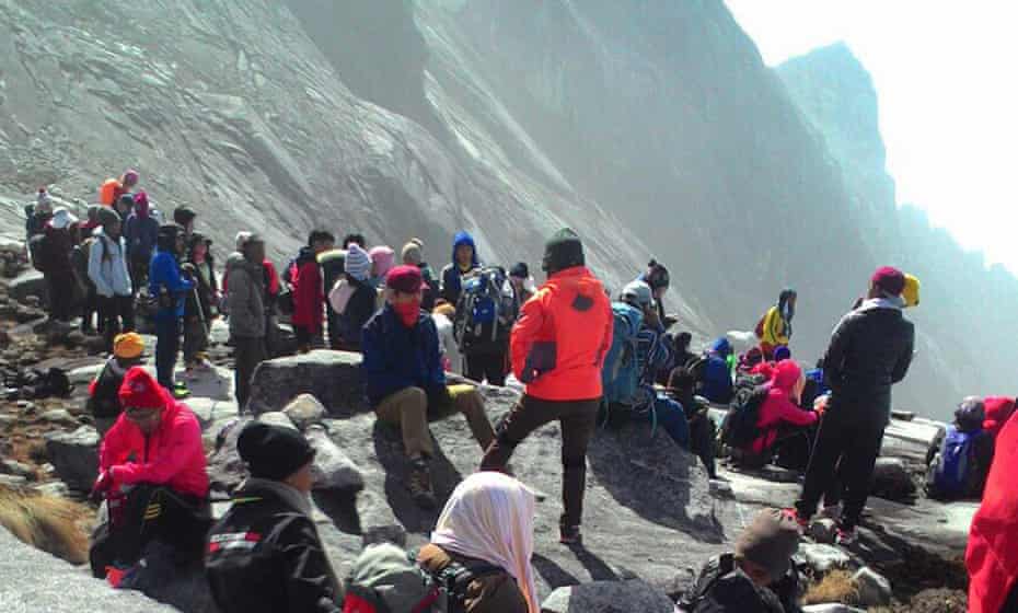 Score of hikers were trapped on Mount Kinabalu on Friday.