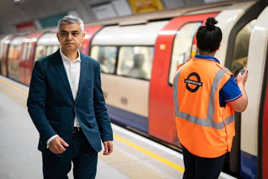 Mayor of London Sadiq Khan re-opens the Bank branch of the Northern line at Monument Station in London today