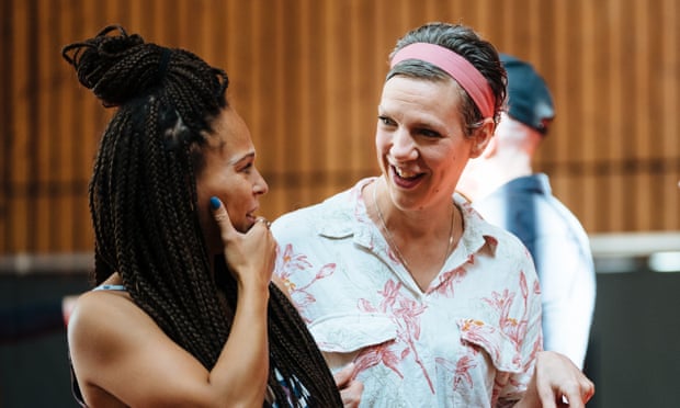 Actor Crystal Condie and Francesca Martinez in rehearsal for All of Us.