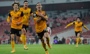 Daniel Podence celebrates after scoring what proved to be the winner, just before half-time.