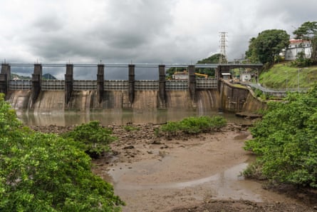 Low water levels outside the Miraflores locks of the Panama Canal near Panama City, Panama.