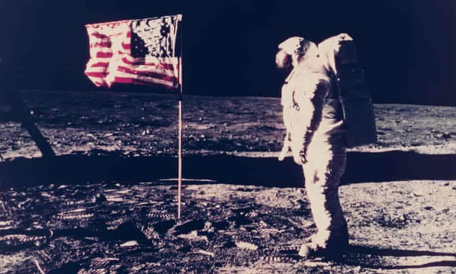 Nasa photograph of Buzz Aldrin during the first moon landing