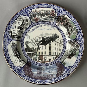 Souvenir of Bristol, June 7 2020-/1. Transfer print collage on pearlware plate