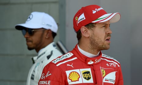 Lewis Hamilton, left, now trails Sebastian Vettel