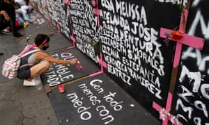 Performance in Protest against Gender Violence, Mexico City, Mexico - 07 Mar 2021<br>Mandatory Credit: Photo by Luis Barron/Eyepix Group/Pacific Press/REX/Shutterstock (11790309f)
A woman, takes part during a performance of Feminist groups, to write names of victims of femicide and place flowers in protest against gender violence, as part of the protests of International Women's Day at the National Palace.
Performance in Protest against Gender Violence, Mexico City, Mexico - 07 Mar 2021