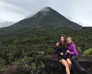 Jane and Georgia walking in the foothills of Arenal Volcano