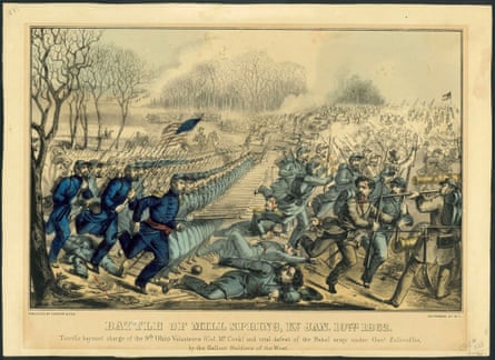 A bayonet charge during the Battle of Mill Springs.