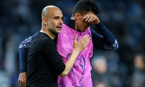 Pep Guardiola consoles Rodri after Manchester City’s defeat by Chelsea in May’s Champions League final. The midfielder said: ‘It is football, you move on.’