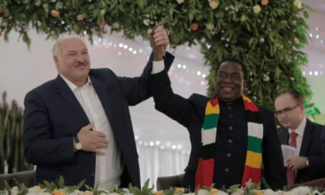 Belarusian president Alexander Lukashenko and his Zimbabwean counterpart Emmerson Mnangagwa in Harare, Zimbabwe.