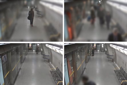 CCTV stills of Damon Smith at Southwark station