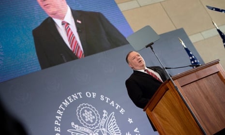Mike Pompeo speaks at the National Constitution Center about the Commission on Unalienable Rights, in Philadelphia on Thursday.