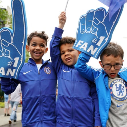 Young Chelsea fans down Wembley Way.