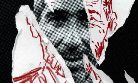 Foto de um homem árabe barbudo de meia-idade em uniforme hospitalar que é em parte um esboço