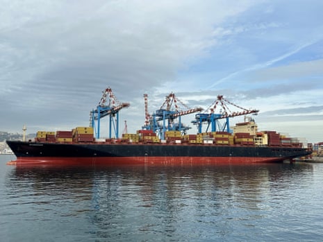 FILE PHOTO: The Epaminondas container ship, in Naples, Italy March 12, 2025, in this picture obtained by Reuters on April 22, 2026.