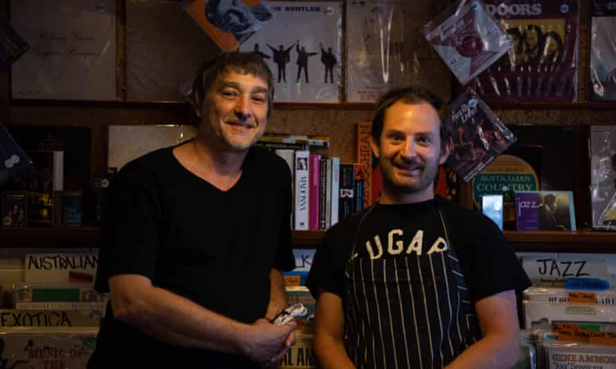 Phil Thomson and Neil Thompson at The Vintage Record store in Annandale, Sydney.  Australia