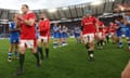 Ken Owens leaves the field after the 2023 Six Nations matach against Italy.