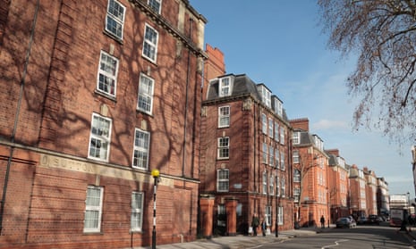 General view of Sutton Dwellings Trust Estates buildings, built in 1913, on Cale Street, Chelsea, London