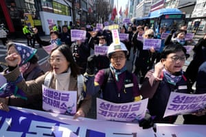 Seoul, South KoreaMembers of the Korean Confederation of Trade Unions march at a rally marking International Women’s Day