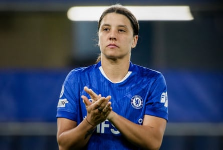 Sam Kerr of Chelsea after the Women’s Champions League defeat by Arsenal in April 2026