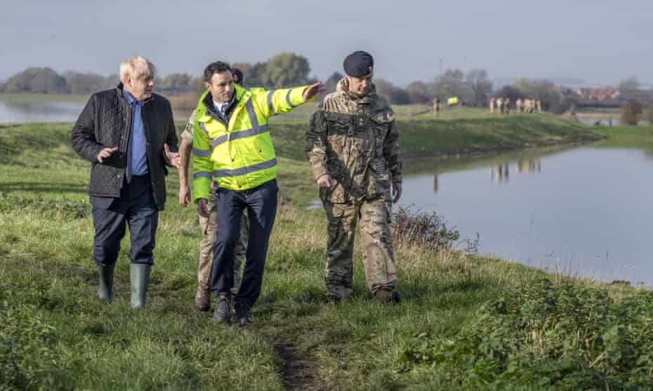 Boris Johnson visiting flood-hit South Yorkshire last week.