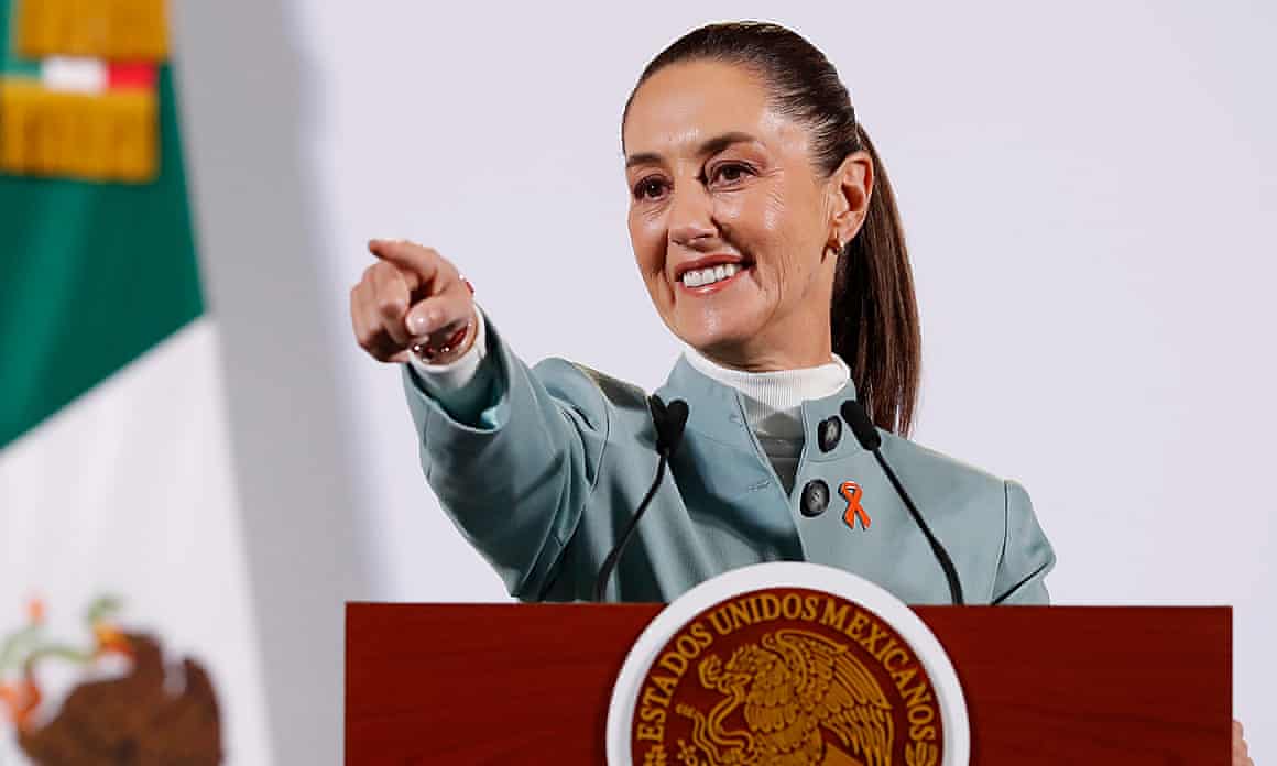 Claudia Sheinbaum during her morning press conference at the National Palace in Mexico on Monday.